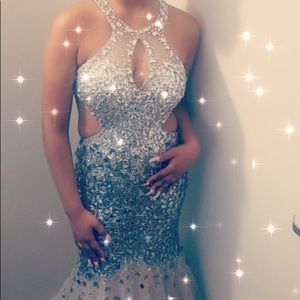 Sparkling sequenced prom dress.